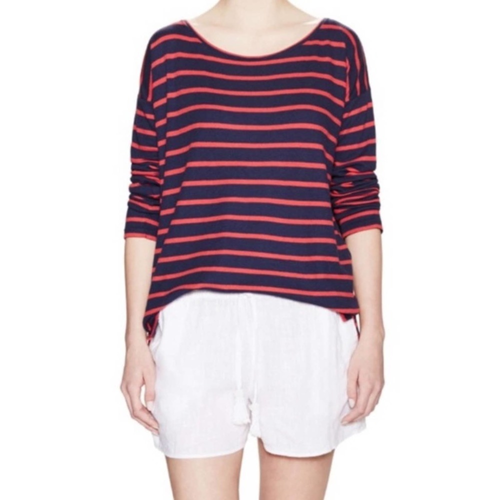 CALYPSO ST. BARTH Striped Navy Red Long Sleeve Top